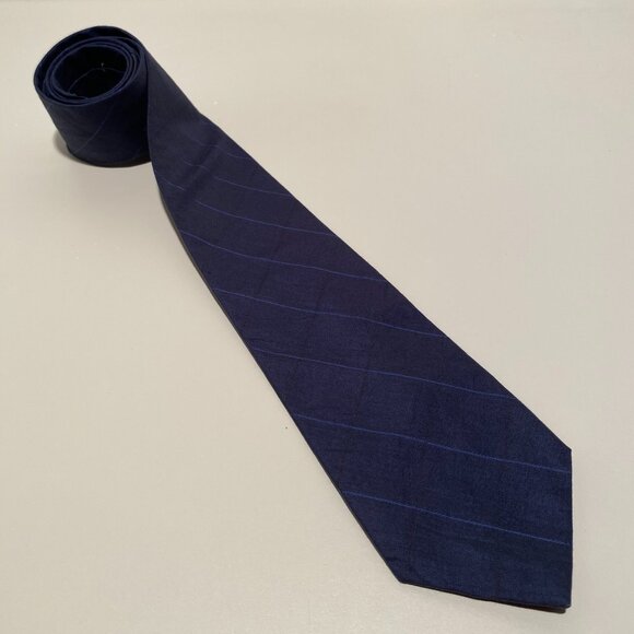 Perry Ellis Portfolio Men's Blue Cotton Checkered Skinny Tie - Picture 1 of 7